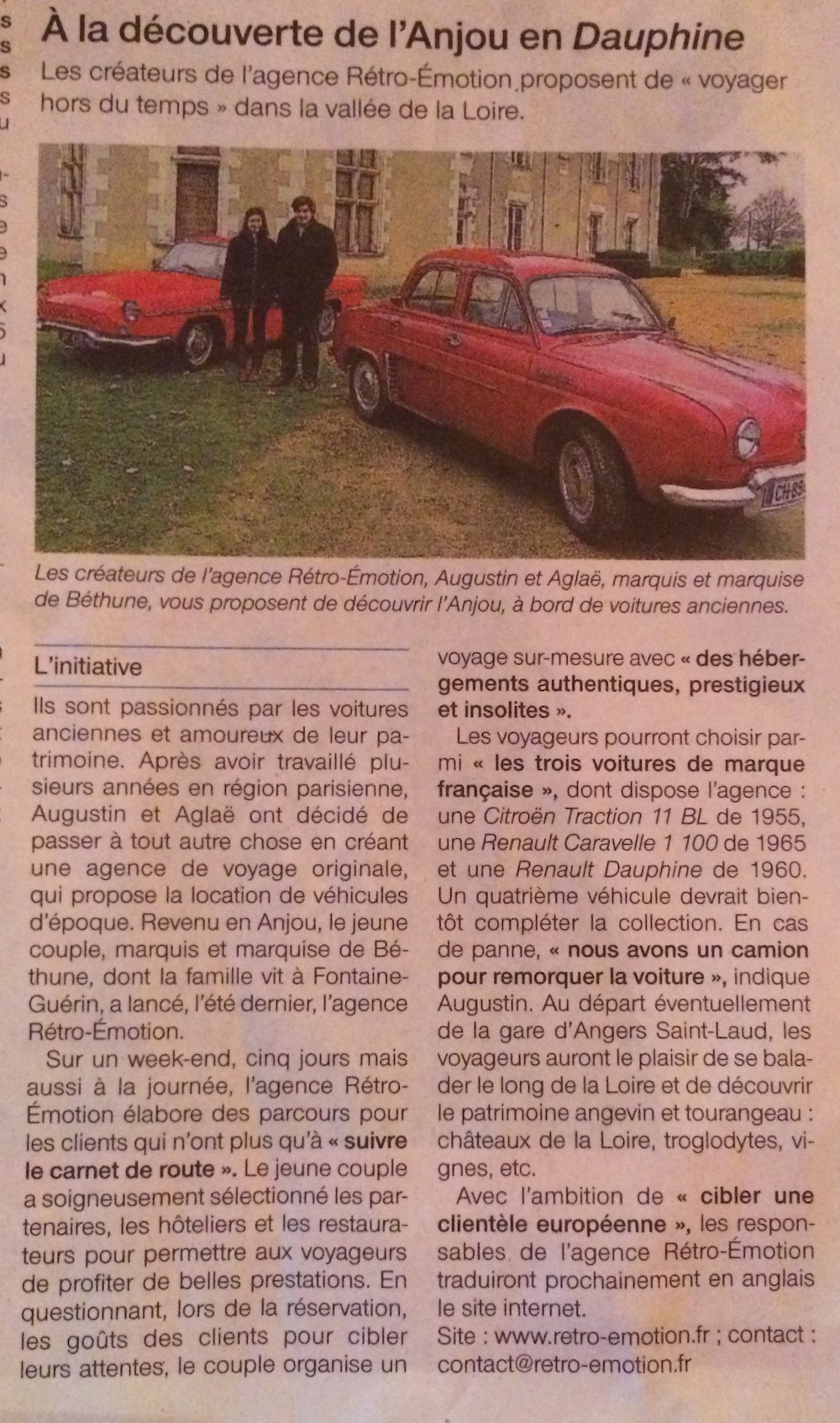 Rétro Émotion agence de voyage voiture ancienne presse Ouest France